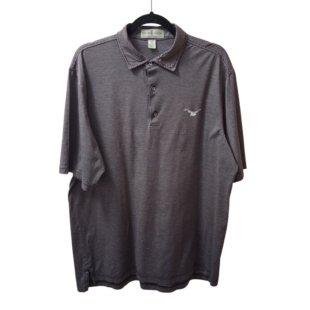 Fairway And Greene Striped Men's Polo Shirt Short Sleeve 100% Cotton Brown-L